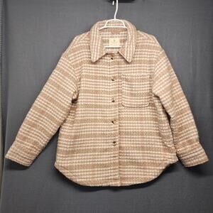 Jade Ivory 26 International Shacket Shirt Jacket Women Large Neutral Houndstooth